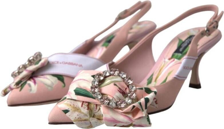 Dolce & Gabbana Roze Lily Crystal Slingback Hakken Pink Dames