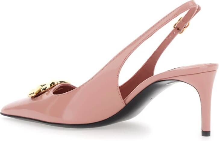 Dolce & Gabbana Roze Logo Plaque Slingback Pumps Leer Pink Dames