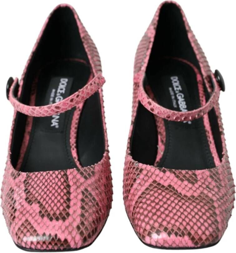 Dolce & Gabbana Roze Python Leren Mary Jane Hakken Pink Dames