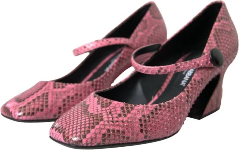 Dolce & Gabbana Roze Python Leren Mary Jane Hakken Pink Dames