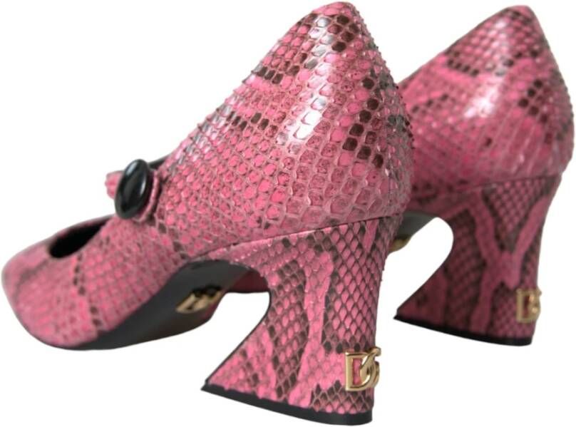 Dolce & Gabbana Roze Python Leren Mary Jane Hakken Pink Dames