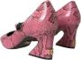 Dolce & Gabbana Roze Python Leren Mary Jane Hakken Pink Dames - Thumbnail 4