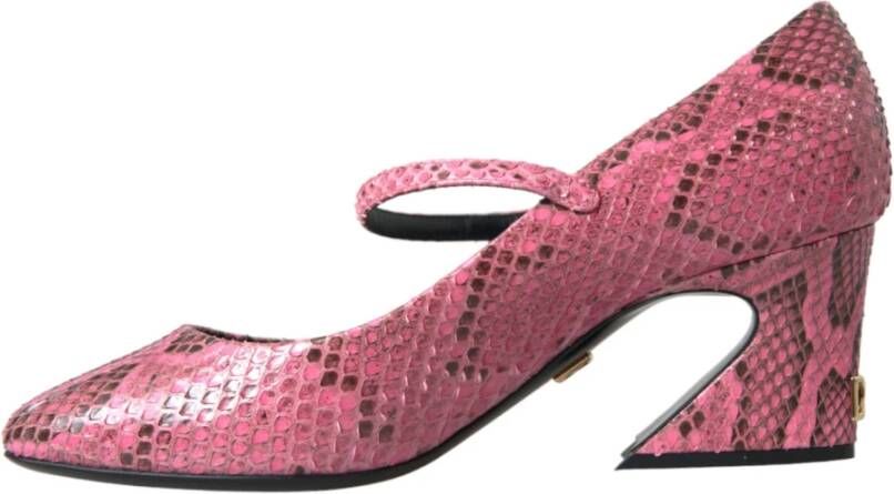 Dolce & Gabbana Roze Python Leren Mary Jane Hakken Pink Dames