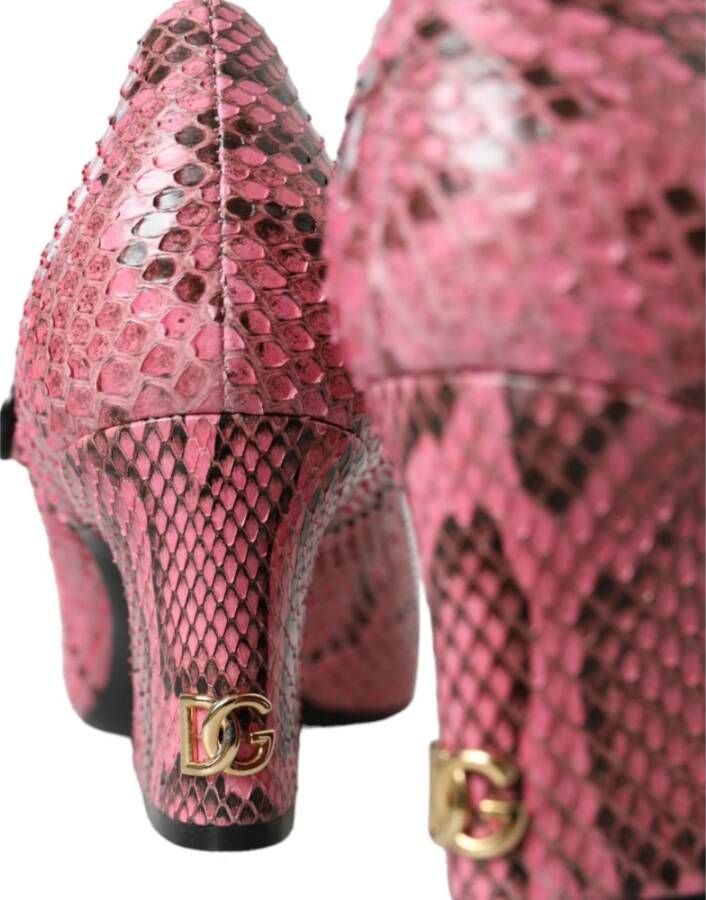 Dolce & Gabbana Roze Python Leren Mary Jane Hakken Pink Dames