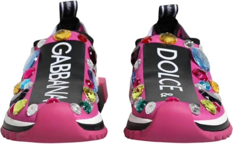 Dolce & Gabbana Roze Sorrento Crystals Lage Sneakers Pink Dames