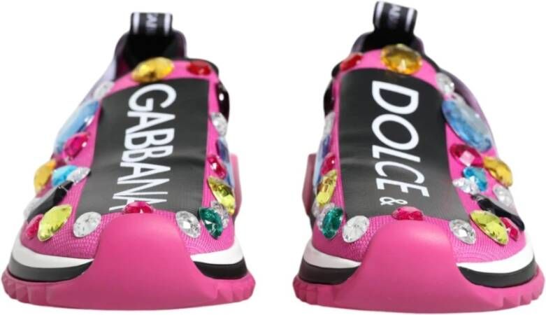 Dolce & Gabbana Roze Sorrento Crystals Lage Sneakers Pink Dames