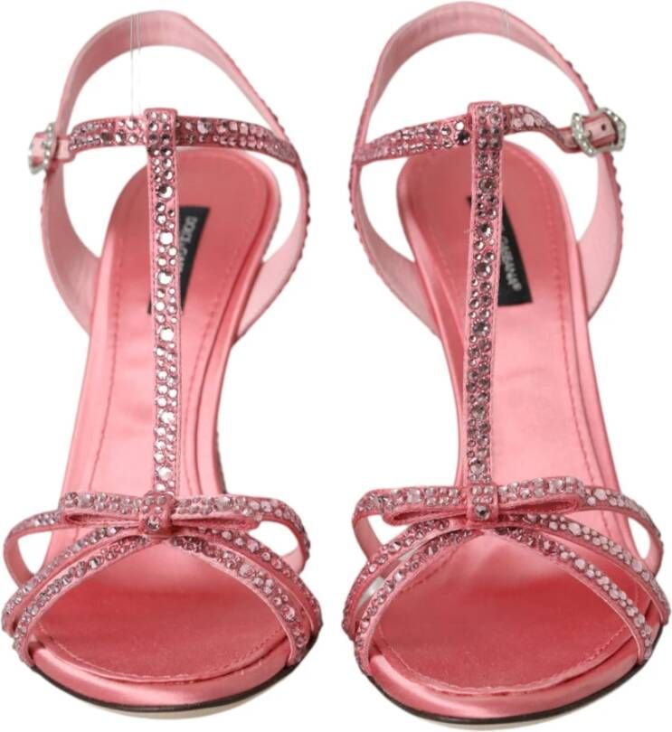 Dolce & Gabbana Roze Strass Enkelband Hakken Sandalen Pink Dames