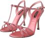 Dolce & Gabbana Roze Strass Enkelband Hakken Sandalen Pink Dames - Thumbnail 3