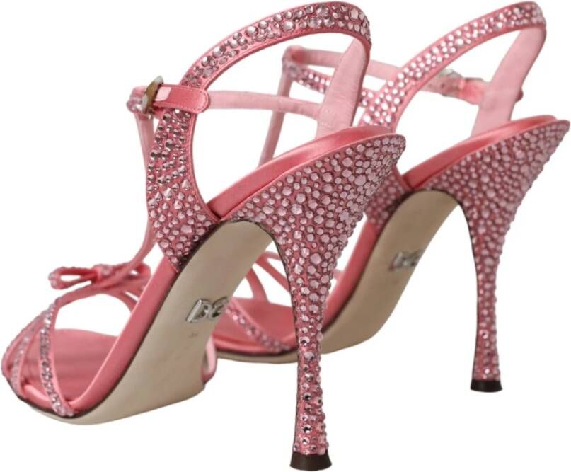 Dolce & Gabbana Roze Strass Enkelband Hakken Sandalen Pink Dames