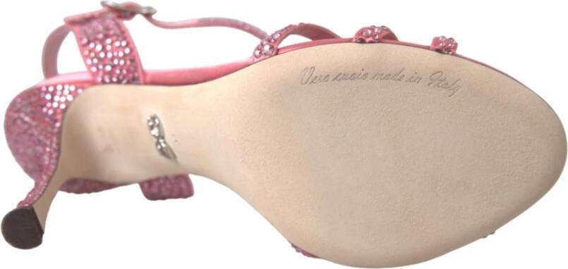 Dolce & Gabbana Roze Strass Enkelband Hakken Sandalen Pink Dames