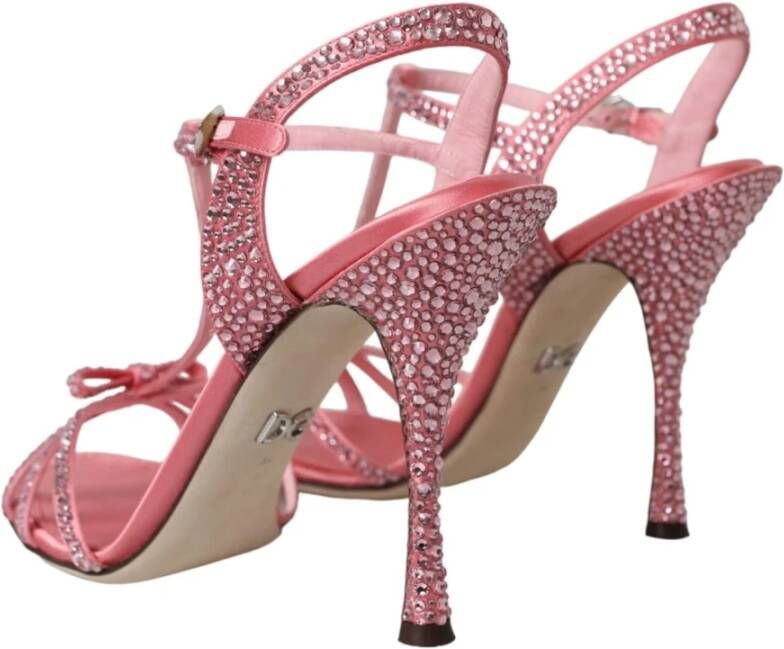 Dolce & Gabbana Roze Strass Enkelband Hoge Hakken Pink Dames