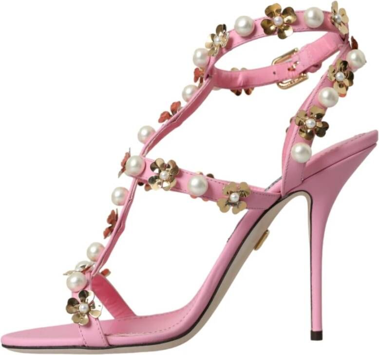 Dolce & Gabbana Roze Versierde Hakken Sandalen Pink Dames