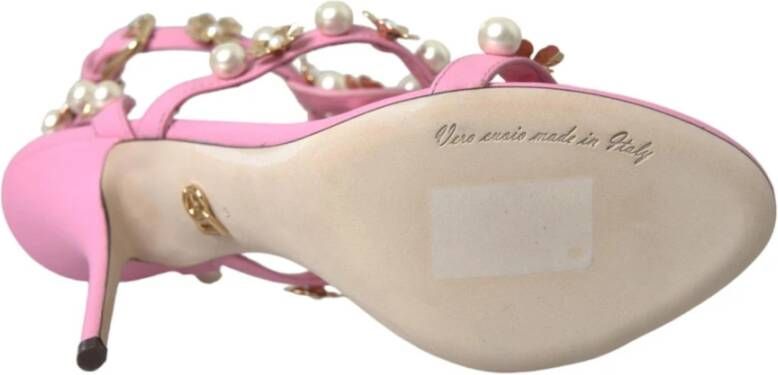 Dolce & Gabbana Roze Versierde Hakken Sandalen Pink Dames