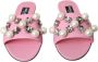 Dolce & Gabbana Roze versierde leren platte sandalen Pink Dames - Thumbnail 2