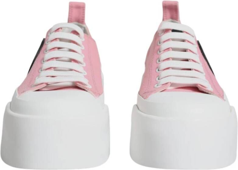 Dolce & Gabbana Roze Wit Canvas Lage Sneakers Pink Dames