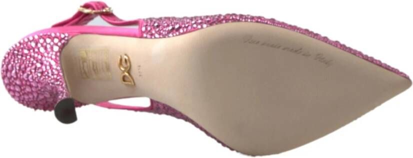 Dolce & Gabbana Roze Zijde Blend Slingback Hakken Pink Dames