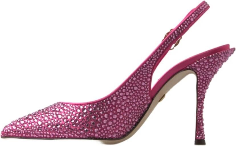 Dolce & Gabbana Roze Zijde Blend Slingback Hakken Pink Dames