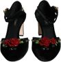 Dolce & Gabbana Rozen Velvet Enkelband Pompen Black Dames - Thumbnail 2