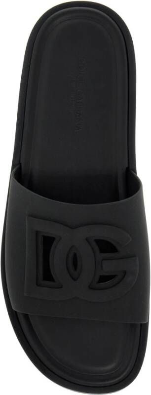 Dolce & Gabbana Rubberen Slides met Uitgesneden DG-logo Black Heren