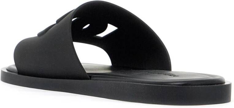 Dolce & Gabbana Rubberen Slides met Uitgesneden DG-logo Black Heren