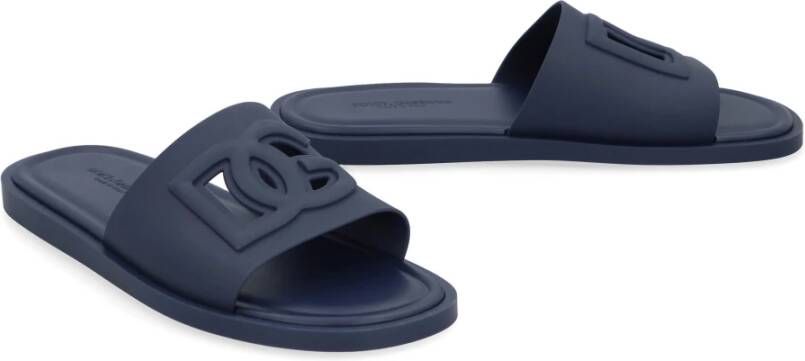 Dolce & Gabbana Rubberen slides met uitsnijdingen Blue Heren