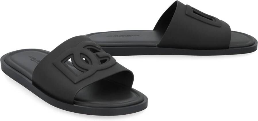 Dolce & Gabbana Rubberen slides met uitsparingen Black Heren