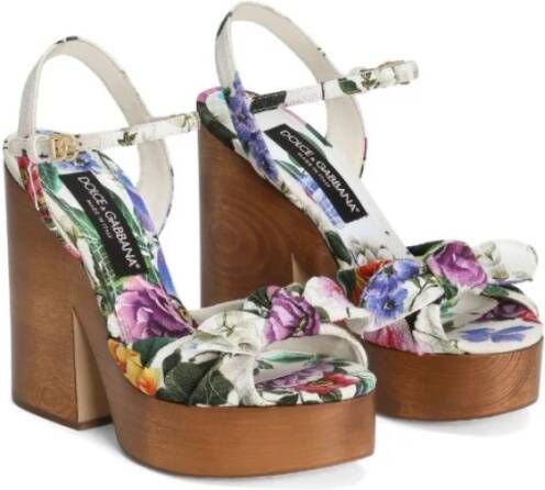 Dolce & Gabbana Sandalen met bloemenprint en blokhak Multicolor Dames