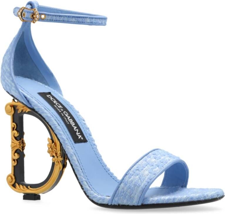 Dolce & Gabbana Sandalen met decoratieve logo-vormige hak Blue Dames