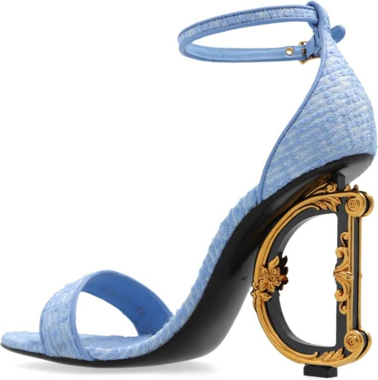 Dolce & Gabbana Sandalen met decoratieve logo-vormige hak Blue Dames