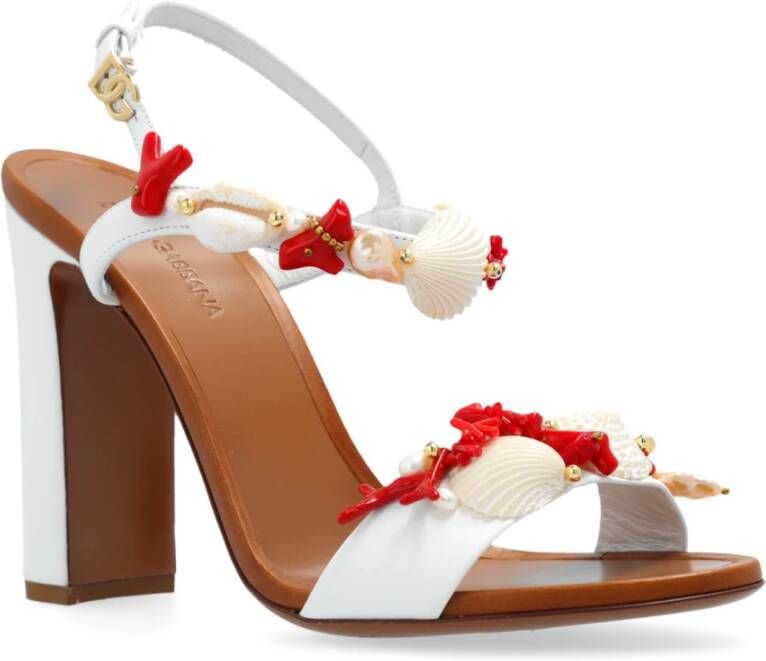 Dolce & Gabbana Sandalen met hak en applicaties White Dames