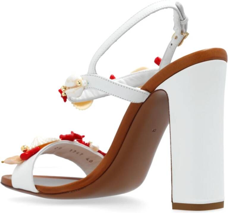 Dolce & Gabbana Sandalen met hak en applicaties White Dames