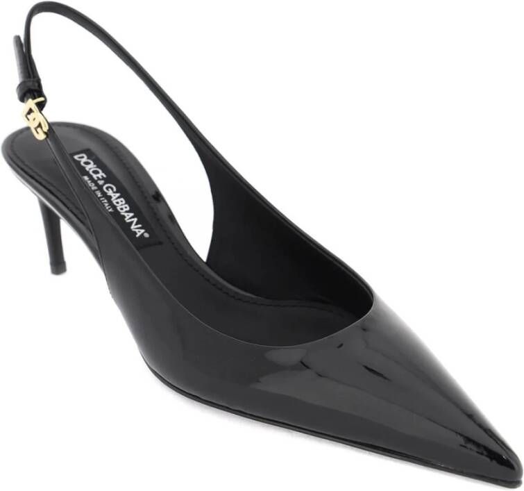 Dolce & Gabbana Slingback pumps van lakleer met DG-gesp Black Dames