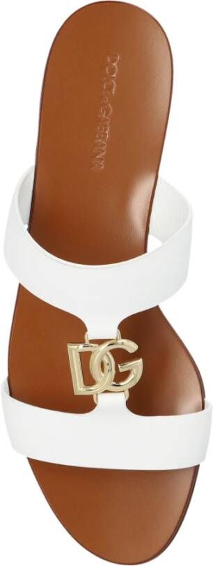 Dolce & Gabbana Slippers met logo-vormige applicatie White Dames