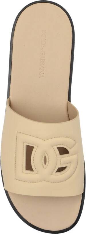 Dolce & Gabbana Sloffen met logo Beige Heren