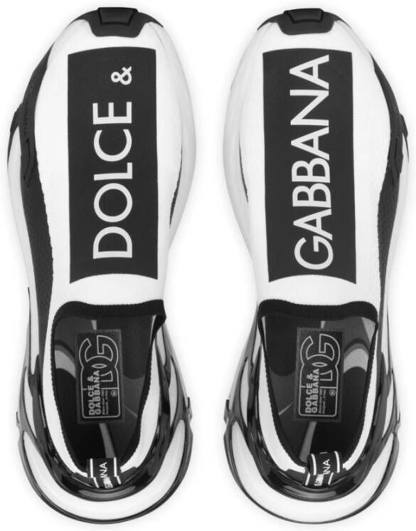 Dolce & Gabbana Sneakers Wit Zwart Mesh Logo-Tape Ontwerp Multicolor Heren