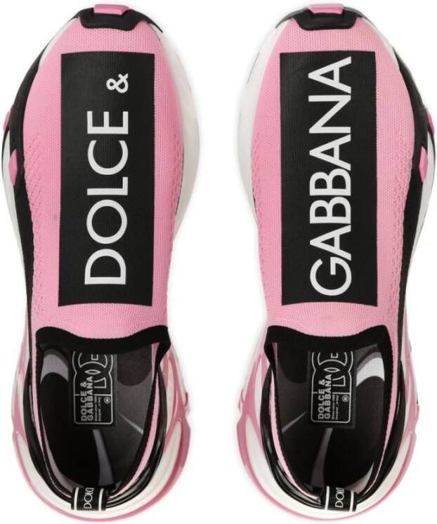 Dolce & Gabbana Snelle Logo Sneakers Roze Zwart Multicolor Dames