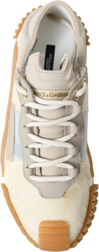 Dolce & Gabbana Stijlvolle Lace Up Sneakers Beige Heren