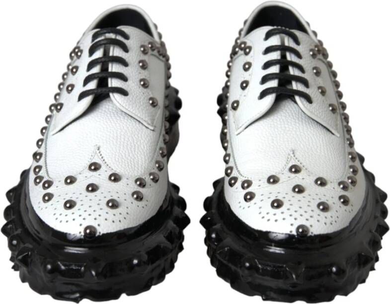 Dolce & Gabbana Stijlvolle Leren Derby Schoenen White Heren