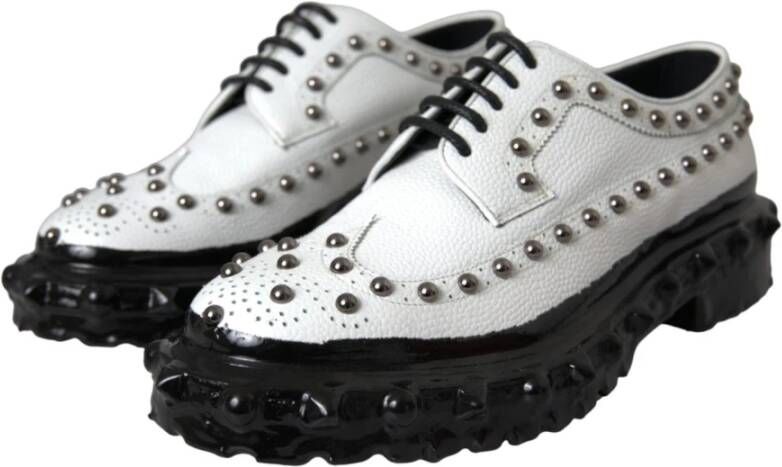 Dolce & Gabbana Stijlvolle Leren Derby Schoenen White Heren