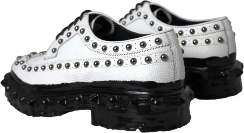 Dolce & Gabbana Stijlvolle Leren Derby Schoenen White Heren