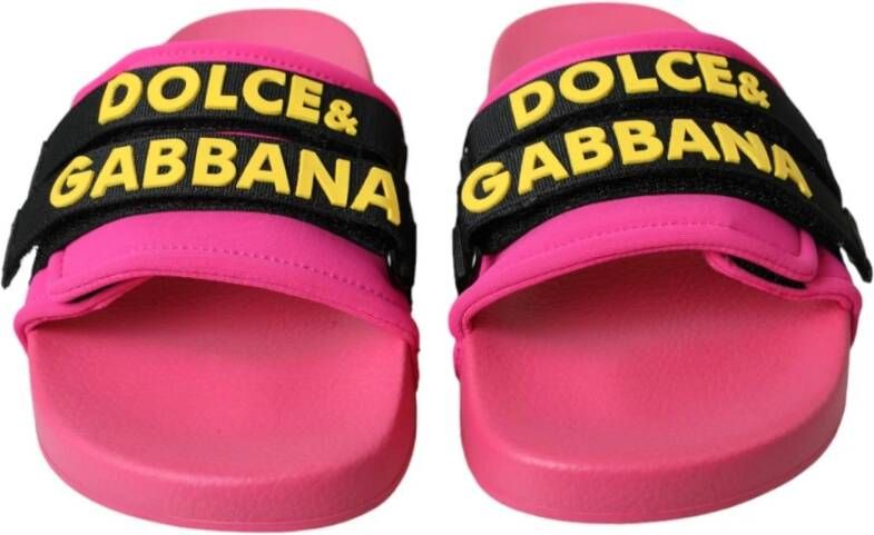 Dolce & Gabbana Stijlvolle Logo Beachwear Flats Sandalen Pink Dames