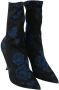 Dolce & Gabbana Bloemenprint Stiletto Mid Calf Laarzen Blue Dames - Thumbnail 2