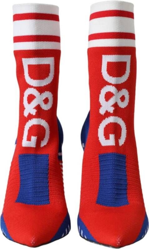 Dolce & Gabbana Stretch Sock Laarzen Rood Blauw Multicolor Dames