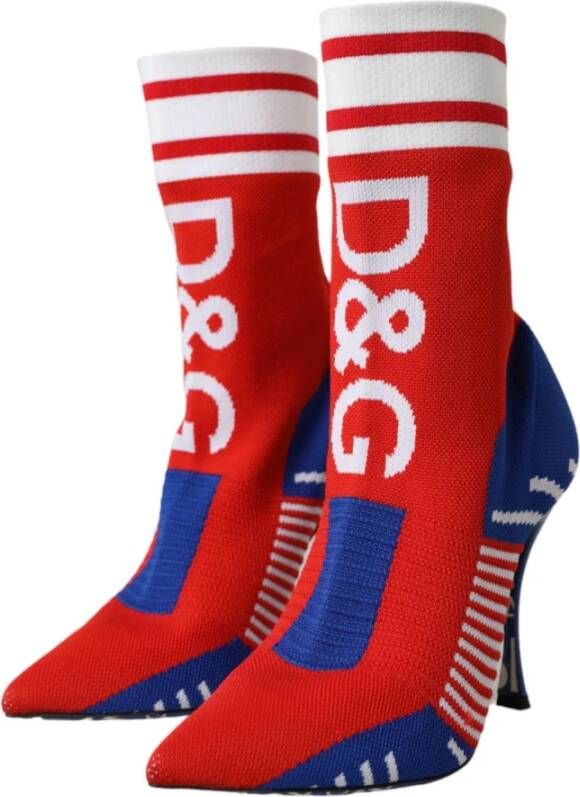 Dolce & Gabbana Stretch Sock Laarzen Rood Blauw Multicolor Dames