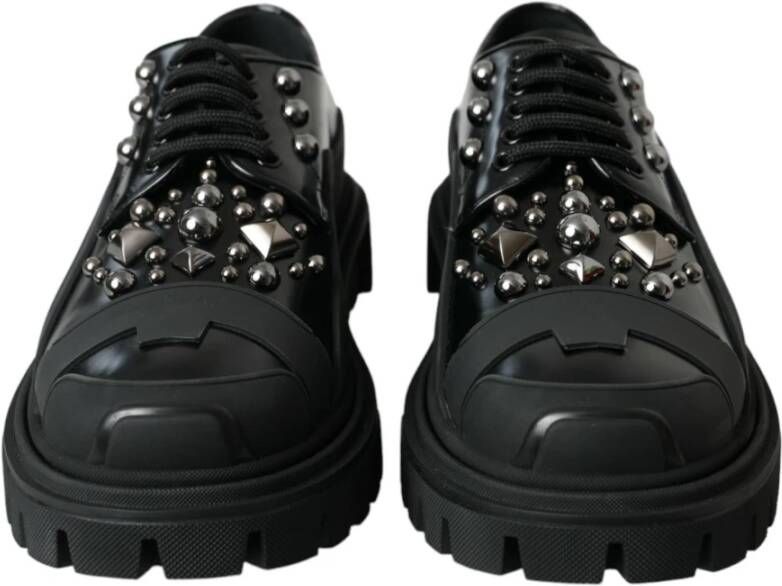 Dolce & Gabbana Studded Leather Trekking Sneakers Black Heren