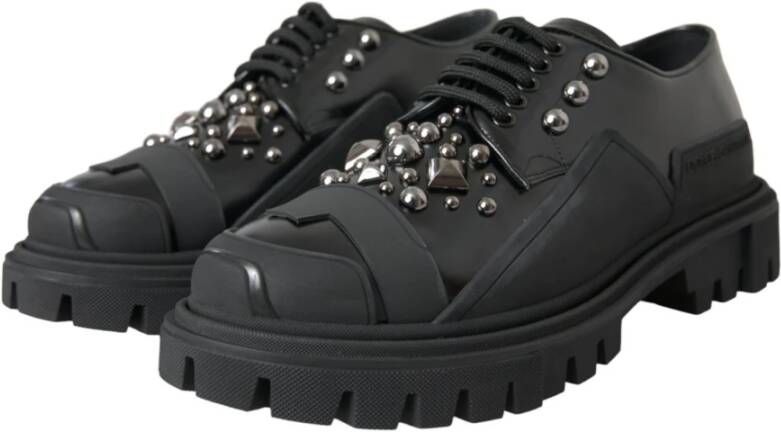 Dolce & Gabbana Studded Leather Trekking Sneakers Black Heren