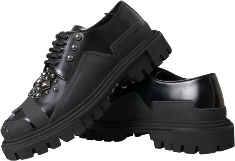 Dolce & Gabbana Studded Leather Trekking Sneakers Black Heren