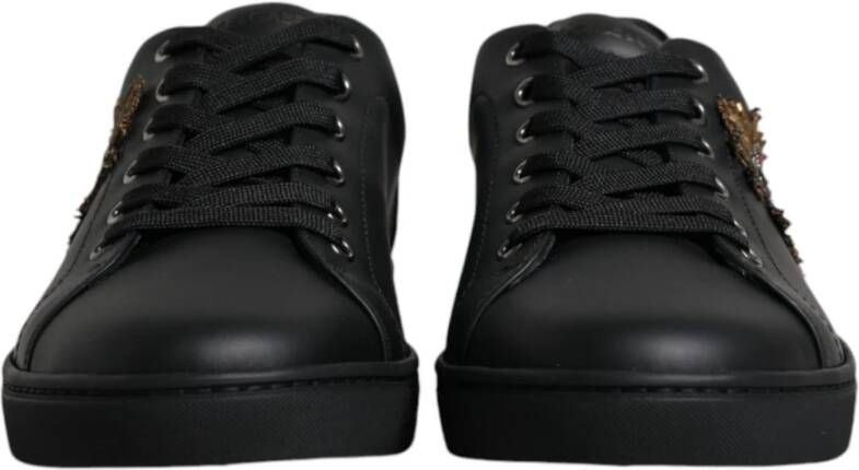 Dolce & Gabbana Studded Leren Sneakers met Vetersluiting Black Heren