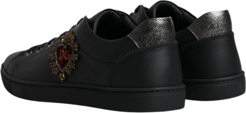 Dolce & Gabbana Studded Leren Sneakers met Vetersluiting Black Heren