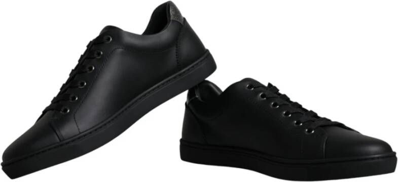 Dolce & Gabbana Studded Leren Sneakers met Vetersluiting Black Heren